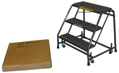 Ballymore - 19" 2 Step Ladder - Spring Loaded Rolling Safety Ladder, 450 Lb Capacity, 19" Platform Height, 20" Base Width x 19" Base Depth, Abrasive Mat Tread - Apex Tool & Supply