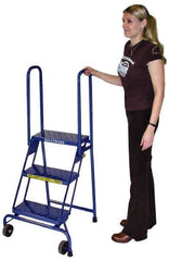 Ballymore - 52" 3 Step Ladder - Portable Folding Safety Ladder, 350 Lb Capacity, 30" Platform Height, 24" Base Width x 23" Base Depth, Perforated Tread - Apex Tool & Supply