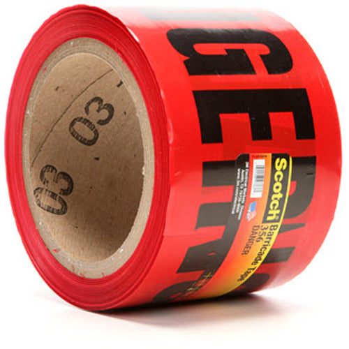 Scotch Barricade Tape 356 DANGER 3″ × 300 ft Red - Apex Tool & Supply