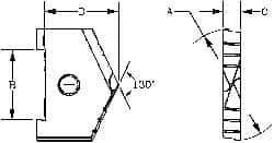 Allied Machine and Engineering - 1-21/32" Diam x 11/16" Thick, Seat Code B, 130° Included Angle Spade Drill Insert - TiN Coated, High Speed Steel, Series B - Apex Tool & Supply