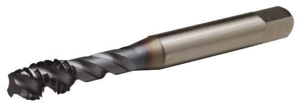 OSG - 7/8-9 UNC 4 Flute 3B Modified Bottoming Spiral Flute Tap - Vanadium High Speed Steel, TiCN Finish, 4-11/16" OAL, Right Hand Flute, Right Hand Thread, H4, Series EXOTAP VA3 - Apex Tool & Supply