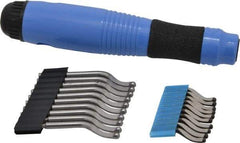 Noga - 21 Piece Cobalt, High Speed Steel Blade Hand Deburring Tool Set - S100;N1 Blades, For Holes, Straight Edge, Curved Edge - Apex Tool & Supply