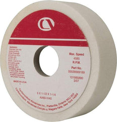 Grier Abrasives - 5" Diam, 1-1/4" Hole Size, 1-1/2" Overall Thickness, 60 Grit, Type 6 Tool & Cutter Grinding Wheel - Medium Grade, Aluminum Oxide, I Hardness, Vitrified Bond, 4,966 RPM - Apex Tool & Supply