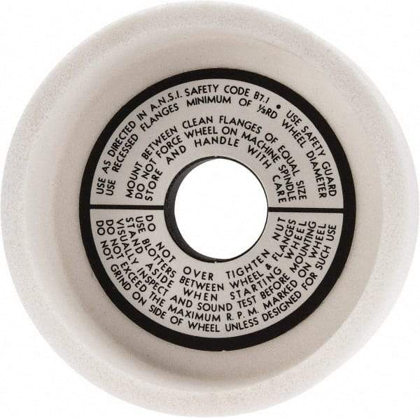 Grier Abrasives - 5" Diam, 1-1/4" Hole Size, 1-1/2" Overall Thickness, 80 Grit, Type 6 Tool & Cutter Grinding Wheel - Medium Grade, Aluminum Oxide, K Hardness, Vitrified Bond, 4,966 RPM - Apex Tool & Supply
