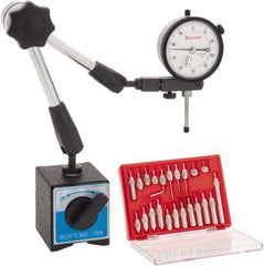Starrett - 0.001" Graduation, 1" Max Meas, 0-100 Dial Reading, Dial Indicator & Base Kit - 2-1/4" Base Length x 2" Base Width x 2-1/8" Base Height - Apex Tool & Supply