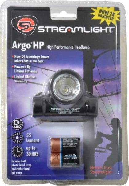 Streamlight - Impact Resistant, Water Resistant, Plastic Hands Free Flashlight - 62 Lumens, 1.75 hr Runtime, LED Bulb, Black Body, 2 Lithium Lithium Batteries Included - Apex Tool & Supply