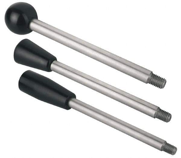 Gibraltar - 1/2-13 Stem, 1.38" Knob Diam, 1/2" Shaft Diam, Type C Gear Lever with Taper End - 0.63" Thread Length, 7" Handle Length, Stainless Steel Shaft, Phenolic Knob - Apex Tool & Supply