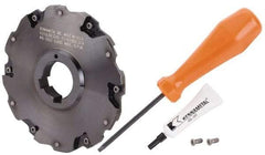 Kennametal - Arbor Hole Connection, 5/16" Cutting Width, 1.435" Depth of Cut, 5" Cutter Diam, 1-1/4" Hole Diam, 6 Tooth Indexable Slotting Cutter - 90° LN Toolholder, LNE 1245... Insert - Apex Tool & Supply
