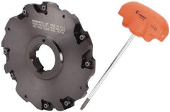 Kennametal - Arbor Hole Connection, 3/8" Cutting Width, 1.466" Depth of Cut, 5" Cutter Diam, 1-1/4" Hole Diam, 4 Tooth Indexable Slotting Cutter - 90° LN Toolholder, LNE 1245... Insert - Apex Tool & Supply