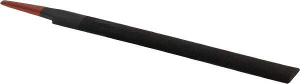 Simonds File - 6" Long, Smooth Cut, Half Round American-Pattern File - Double Cut, 5/32" Overall Thickness, Tang - Apex Tool & Supply