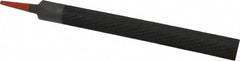 Simonds File - 10" Long, Bastard Cut, Half Round American-Pattern File - Double Cut, 9/32" Overall Thickness, Tang - Apex Tool & Supply