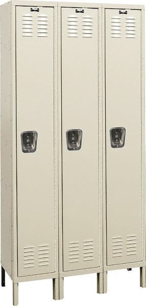 Hallowell - 3 Door, 1 Tier, Galvanite Corrosion Resistant Wardrobe & Box Lockers - Apex Tool & Supply