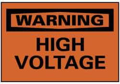 NMC - Accident Prevention Label, Header: WARNING - Legend: Warning - High Voltage, English, Black & Orange, 5" Long x 3" High, Sign Muscle Finish - Apex Tool & Supply