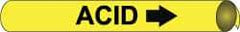 NMC - Pipe Marker with Acid Legend and Arrow Graphic - 1-1/8 to 2-3/8" Pipe Outside Diam, Black on Yellow - Apex Tool & Supply