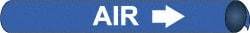 NMC - Pipe Marker with Air Legend and Arrow Graphic - 3-3/8 to 4-1/2" Pipe Outside Diam, White on Blue - Apex Tool & Supply