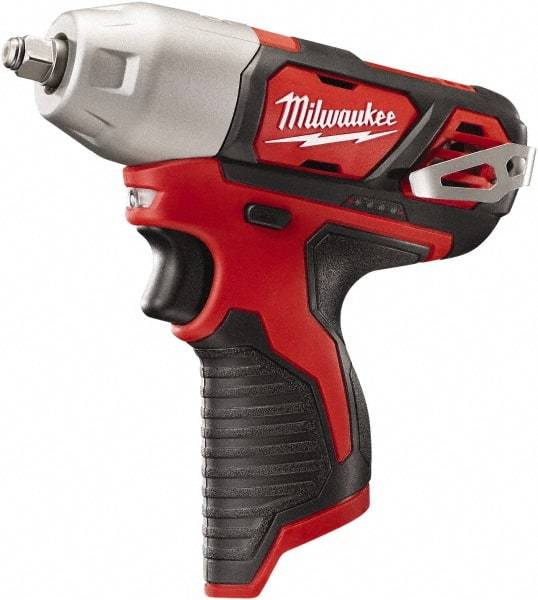 Milwaukee Tool - 3/8" Drive 12 Volt Pistol Grip Cordless Impact Wrench & Ratchet - 0 to 2,500 RPM, 0 to 3,300 BPM, 100 Ft/Lb Torque, Lithium-Ion Batteries Not Included - Apex Tool & Supply