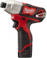 Milwaukee Tool - 12 Volt, 1/4" Drive, 1,000 In/Lb Torque, Cordless Impact Driver - Pistol Grip Handle, 2500 RPM, 2 Lithium-Ion Batteries Included - Apex Tool & Supply