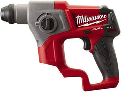 Milwaukee Tool - 12 Volt SDS Plus Chuck Cordless Rotary Hammer - 0 to 6,200 BPM, 0 to 900 RPM, Reversible - Apex Tool & Supply