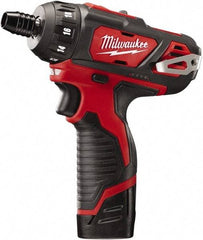 Milwaukee Tool - 12 Volts, Lithium-Ion Battery, Pistol Grip Cordless Screwdriver - 2 Speeds, 400 and 1,500 RPM, 275 Inch/Lbs. Torque - Apex Tool & Supply