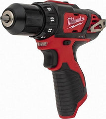 Milwaukee Tool - 12 Volt 3/8" Chuck Pistol Grip Handle Cordless Drill - 0-400 & 0-1500 RPM, Keyless Chuck, Reversible, Lithium-Ion Batteries Not Included - Apex Tool & Supply