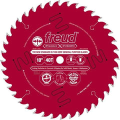 Freud - 10" Diam, 5/8" Arbor Hole Diam, 40 Tooth Wet & Dry Cut Saw Blade - Carbide-Tipped, Standard Round Arbor - Apex Tool & Supply
