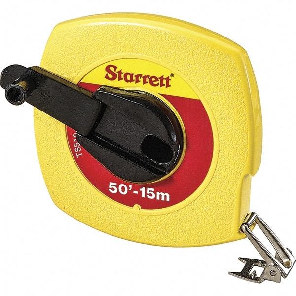 Starrett - 50' x 3/8" Yellow Blade Tape Measure - 1/8" & 1mm Graduation, L6 Graduation Style, Yellow Case - Apex Tool & Supply