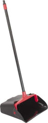 PRO-SOURCE - 13" Wide x 5" Deep x 38" High Upright Dustpan - Plastic Body, 33" Handle, Black, with Wheels - Apex Tool & Supply