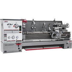 Jet - 26" Swing, 80" Between Centers, 230/460 Volt, Triple Phase Engine Lathe - 6MT Taper, 10 hp, 40 to 1,800 RPM, 4-1/8" Bore Diam, 43" Deep x 57" High x 138" Long - Apex Tool & Supply