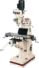 Jet - 7-7/8" Table Width x 35-3/4" Table Length, Step Pulley Control, 1 Phase Knee Milling Machine - R8 Spindle Taper, 1-1/2 hp - Apex Tool & Supply