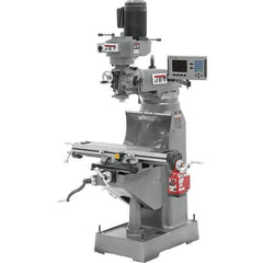 Jet - 7-7/8" Table Width x 35-3/4" Table Length, Step Pulley Control, 1 Phase Knee Milling Machine - R8 Spindle Taper, 1-1/2 hp - Apex Tool & Supply