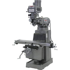 Jet - 10" Table Width x 50" Table Length, Variable Speed Pulley Control, 3 Phase Knee Milling Machine - R8 Spindle Taper, 3 hp - Apex Tool & Supply