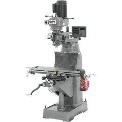 Jet - 7-7/8" Table Width x 35-3/4" Table Length, Step Pulley Control, 1 Phase Knee Milling Machine - R8 Spindle Taper, 1-1/2 hp - Apex Tool & Supply