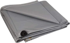 PRO-SAFE - Tarp-Shaped Heavy Duty Flame Retardant Roof Leak Diverter - 7' Long x 7' Wide x 18 mil Thick, Gray - Apex Tool & Supply