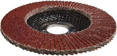 3M - 60 Grit, 4-1/2" Disc Diam, 7/8" Center Hole, Type 27 Ceramic Flap Disc - 13,300 Max RPM, Cloth Backing, Arbor Attaching System, Coated - Apex Tool & Supply