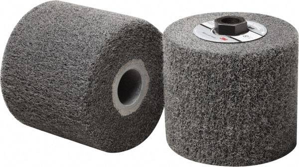 3M - 4-1/2" Diam Aluminum Oxide Match & Finish Flap Brush - 5/8-11 Thread, 4" Wide, Density 5, Nonwoven, Medium Grade, 3,500 Max RPM - Apex Tool & Supply