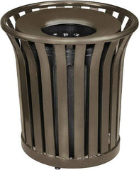 Rubbermaid - 36 Gal Bronze Round Decorative Waste Receptacle With Top - Steel, 826mm High - Apex Tool & Supply