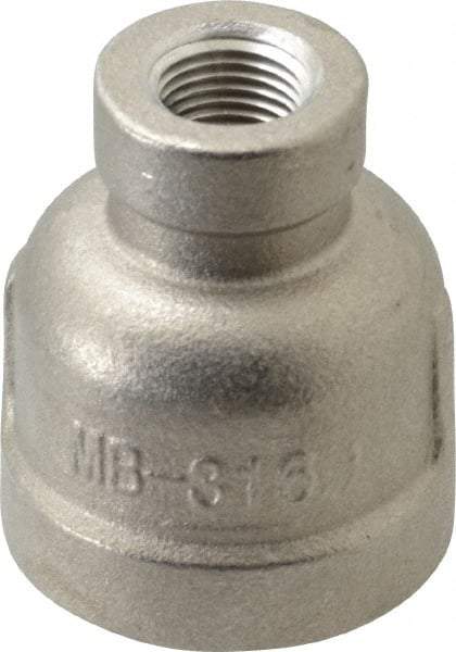 Merit Brass - 1/2 x 1/8" Grade 316 Stainless Steel Pipe Reducer Coupling - FNPT x FNPT End Connections, 150 psi - Apex Tool & Supply