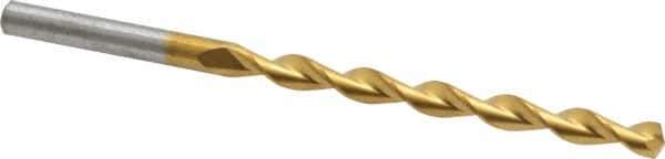 Chicago-Latrobe - #10 135° High Speed Steel Jobber Drill - TiN Finish, Right Hand Cut, Parabolic Flute, Straight Shank, 3-5/8" OAL, Split Point - Apex Tool & Supply