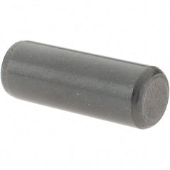 Value Collection - 3/8" Diam x 1" Pin Length Grade 8 Alloy Steel Standard Dowel Pin - Bright Finish, C 47-58 & C 60 (Surface) Hardness, 16,550 Lb (Single Shear), 33,100 Lb (Double Shear) Breaking Strength, 1 Beveled & 1 Rounded End - Apex Tool & Supply