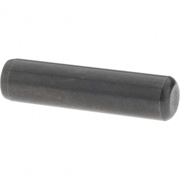 Value Collection - 1/4" Diam x 1" Pin Length Grade 8 Alloy Steel Standard Dowel Pin - Bright Finish, C 47-58 & C 60 (Surface) Hardness, 14,720 Lb (Double Shear), 7,360 Lb (Single Shear) Breaking Strength, 1 Beveled & 1 Rounded End - Apex Tool & Supply