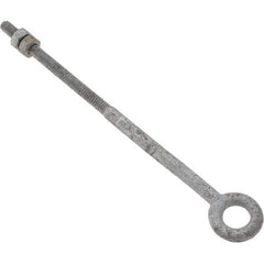 Value Collection - 500 Lb Capacity, Steel, 1/4-20 Thread, Fixed Lifting Eye Bolt - Partially Threaded, 7" Shank, No Shoulder - Apex Tool & Supply