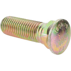 Value Collection - 7/8-9 UNC, 3" OAL, Alloy Steel Plow Bolt - Zinc Yellow Dichromate Finish, Grade 8 - Apex Tool & Supply