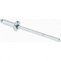 Value Collection - Size 44 Dome Head Steel Open End Blind Rivet - Steel Mandrel, 0.188" to 1/4" Grip, 1/4" Head Diam, 0.129" to 0.133" Hole Diam, 0.4" Length Under Head, 1/8" Body Diam - Apex Tool & Supply