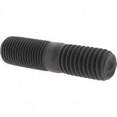 Value Collection - 1/2-20 Long Thread, 1/2-13 Short Thread, 2" OAL Unequal Double Threaded Stud - Steel, Uncoated, 15/16" Long Thread Length, 13/16" Short Thread Length - Apex Tool & Supply