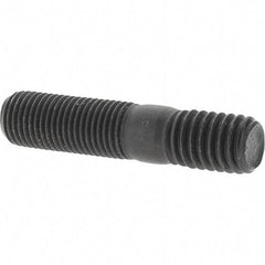 Value Collection - 3/8-24 Long Thread, 3/8-16 Short Thread, 1-3/4" OAL Unequal Double Threaded Stud - Steel, Uncoated, 1" Long Thread Length, 9/16" Short Thread Length - Apex Tool & Supply