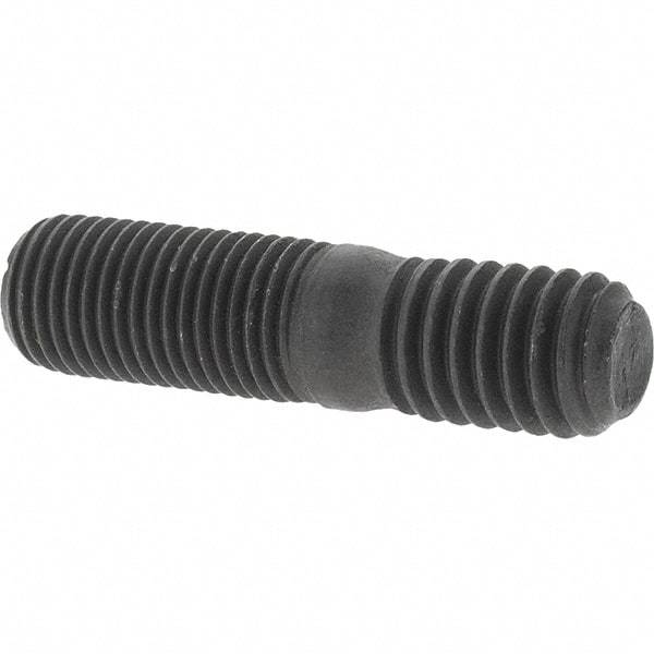 Value Collection - 3/8-24 Long Thread, 3/8-16 Short Thread, 1-1/2" OAL Unequal Double Threaded Stud - Steel, Uncoated, 3/4" Long Thread Length, 1/2" Short Thread Length - Apex Tool & Supply