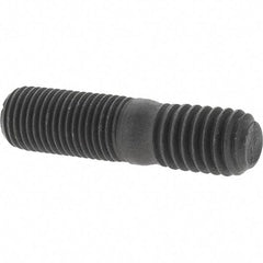 Value Collection - 3/8-24 Long Thread, 3/8-16 Short Thread, 1-1/2" OAL Unequal Double Threaded Stud - Steel, Uncoated, 3/4" Long Thread Length, 1/2" Short Thread Length - Apex Tool & Supply