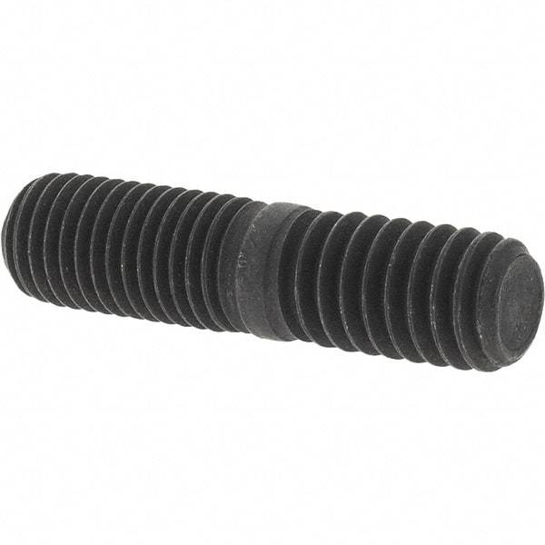 Value Collection - 5/16-24 Long Thread, 5/16-18 Short Thread, 1-1/4" OAL Unequal Double Threaded Stud - Steel, Uncoated, 5/8" Long Thread Length, 1/2" Short Thread Length - Apex Tool & Supply