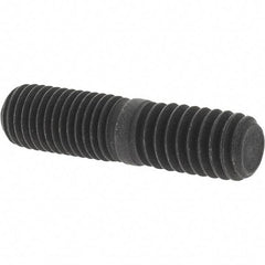 Value Collection - 5/16-24 Long Thread, 5/16-18 Short Thread, 1-1/4" OAL Unequal Double Threaded Stud - Steel, Uncoated, 5/8" Long Thread Length, 1/2" Short Thread Length - Apex Tool & Supply