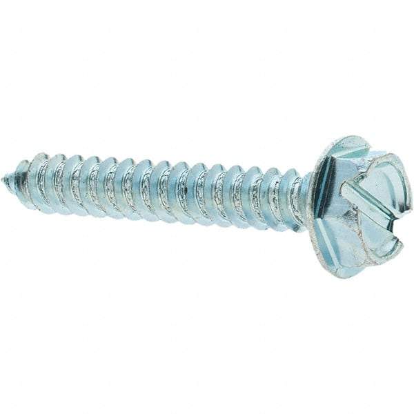 Value Collection - #10 Hex Washer Head Slotted Sheet Metal Screw - Steel, 1-1/4" Length Under Head, Grade 2 - Apex Tool & Supply